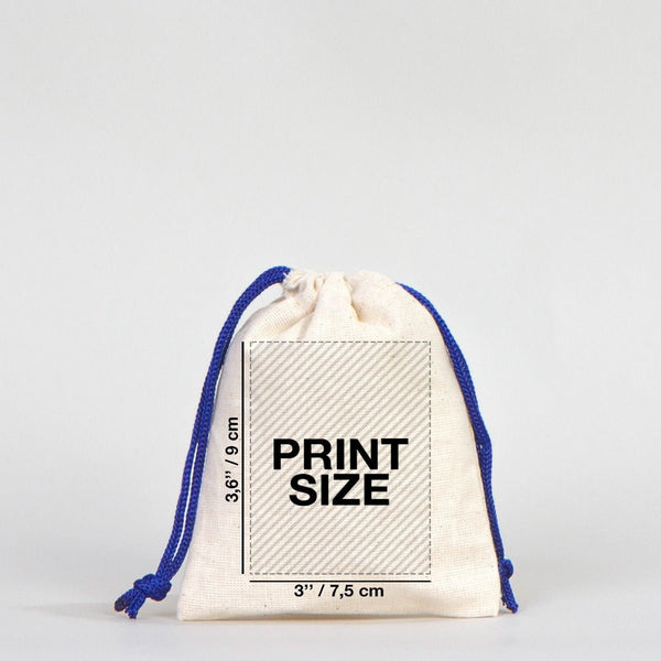 Fabric Pouch 4" W x 5" H (10 cm x 13 cm) - Dark Blue Handle (Customize) - Pamusan.com