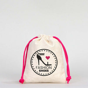 Fabric Pouch 4" W x 5" H (10 cm x 13 cm) - Fuchsia Handle (Customize) - Pamusan.com