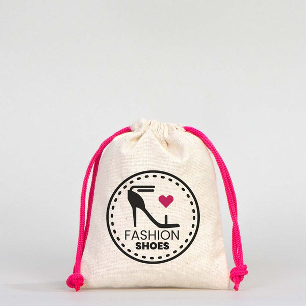 Fabric Pouch 4" W x 5" H (10 cm x 13 cm) - Fuchsia Handle (Customize) - Pamusan.com