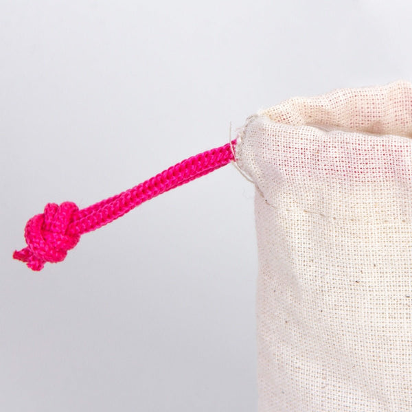 Fabric Pouch 4" W x 5" H (10 cm x 13 cm) - Fuchsia Handle (Customize) - Pamusan.com