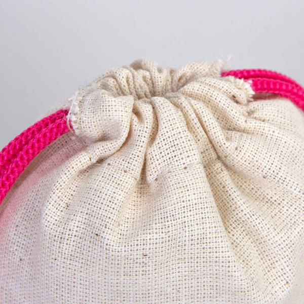 Fabric Pouch 4" W x 5" H (10 cm x 13 cm) - Fuchsia Handle (Customize) - Pamusan.com