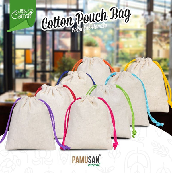 Fabric Pouch 4" W x 5" H (10 cm x 13 cm) - Green Handle (Customize) - Pamusan.com