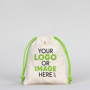 Fabric Pouch 4" W x 5" H (10 cm x 13 cm) - Green Handle (Customize) - Pamusan.com