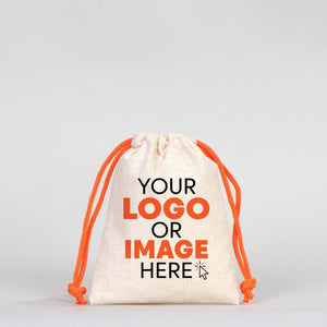 Fabric Pouch 4" W x 5" H (10 cm x 13 cm) - Orange Handle (Customize) - Pamusan.com