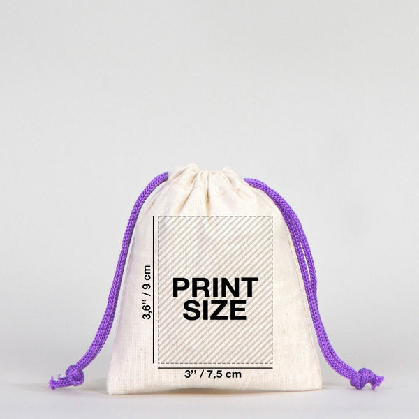 Fabric Pouch 4" W x 5" H (10 cm x 13 cm) - Purple Handle (Customize) - Pamusan.com