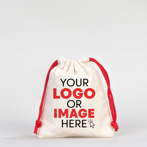 Fabric Pouch 4" W x 5" H (10 cm x 13 cm) - Red Handle (Customize) - Pamusan.com