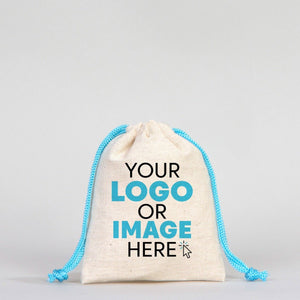 Fabric Pouch 4" W x 5" H (10 cm x 13 cm) - Turquoise Handle (Customize) - Pamusan.com