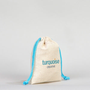 Fabric Pouch 4" W x 5" H (10 cm x 13 cm) - Turquoise Handle (Customize) - Pamusan.com