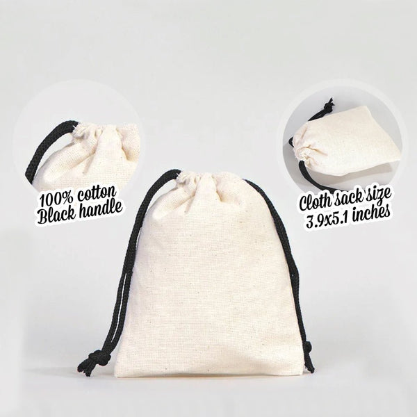 Fabric Pouch 4" W x 5" H – Black Drawstring - Pamusan.com