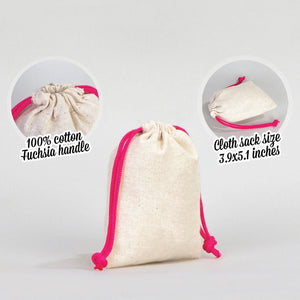 Fabric Pouch 4" W x 5" H – Fuchsia Drawstring - Pamusan.com
