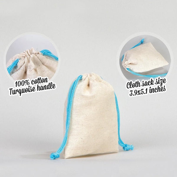 Fabric Pouch 4" W x 5" H – Turquoise Drawstring - Pamusan.com