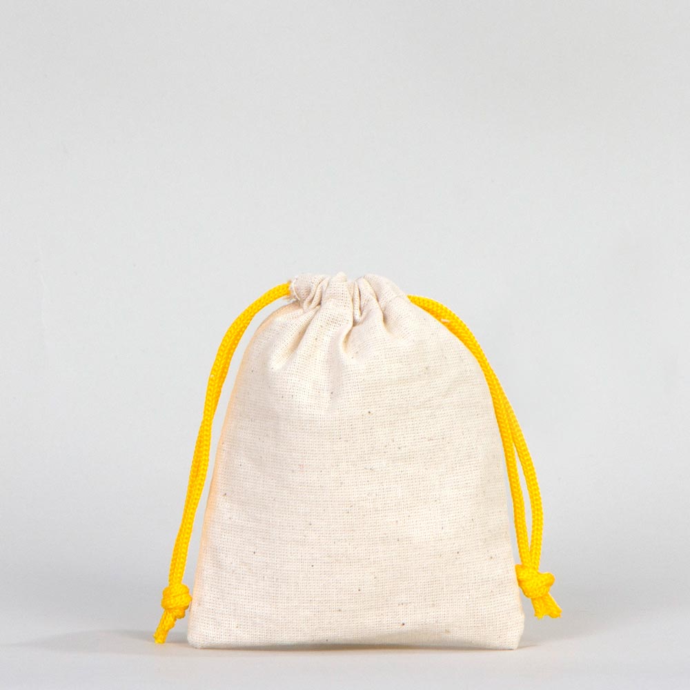 Fabric Pouch 4" W x 5" H – Yellow Drawstring - Pamusan.com