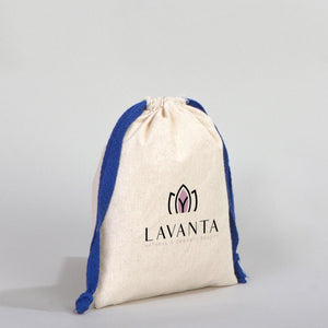 Fabric Pouch 6" W x 8" H (15.5 cm x 20 cm) - Dark Blue Handle (Customize) - Pamusan.com