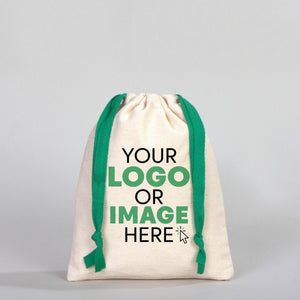 Fabric Pouch 6" W x 8" H (15.5 cm x 20 cm) - Green Handle (Customize) - Pamusan.com