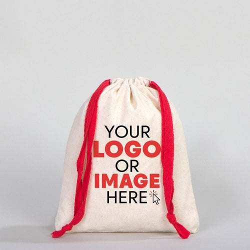 Fabric Pouch 6" W x 8" H (15.5 cm x 20 cm) - Red Handle (Customize) - Pamusan.com