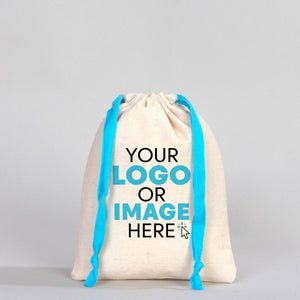 Fabric Pouch 6" W x 8" H (15.5 cm x 20 cm) - Turquoise Handle (Customize) - Pamusan.com