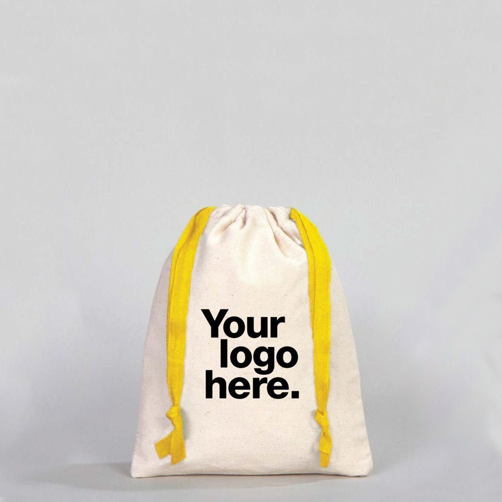 Fabric Pouch 6" W x 8" H (15.5 cm x 20 cm) - Yellow Handle (Customize) - Pamusan.com
