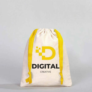 Fabric Pouch 6" W x 8" H (15.5 cm x 20 cm) - Yellow Handle (Customize) - Pamusan.com