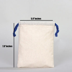 Fabric Pouch 6" W x 8" H – Dark Blue Drawstring - Pamusan.com