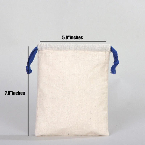 Fabric Pouch 6" W x 8" H – Dark Blue Drawstring - Pamusan.com