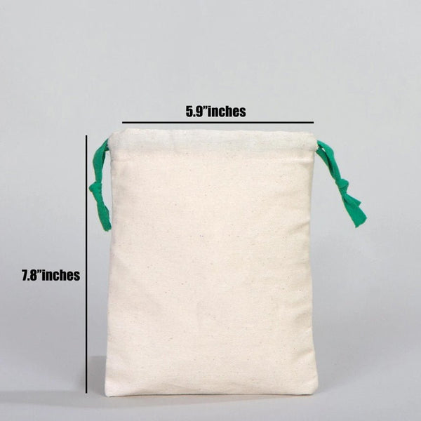 Fabric Pouch 6" W x 8" H – Green Drawstring - Pamusan.com