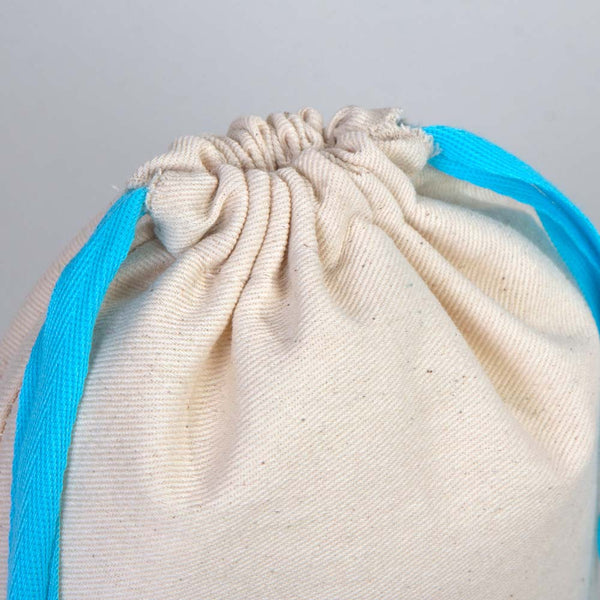 Fabric Pouch 6" W x 8" H – Turquoise Drawstring - Pamusan.com