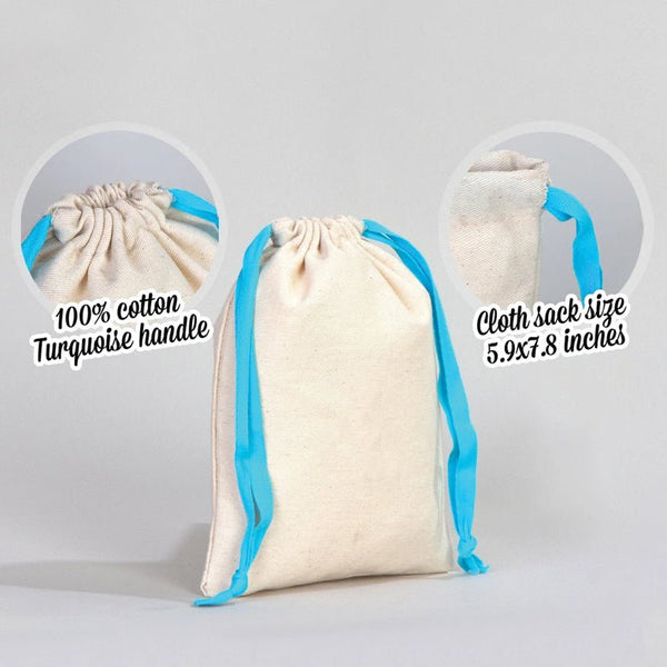 Fabric Pouch 6" W x 8" H – Turquoise Drawstring - Pamusan.com