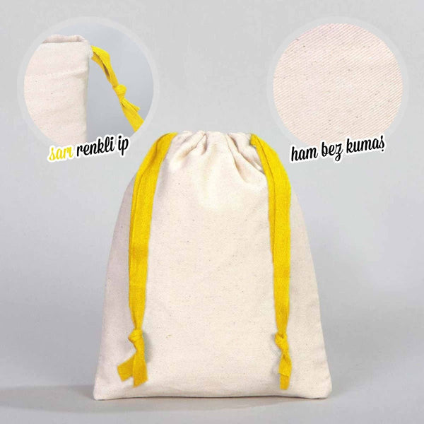 Fabric Pouch 6" W x 8" H – Yellow Drawstring - Pamusan.com