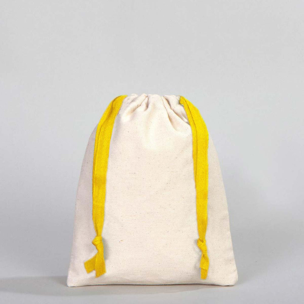 Fabric Pouch 6" W x 8" H – Yellow Drawstring - Pamusan.com