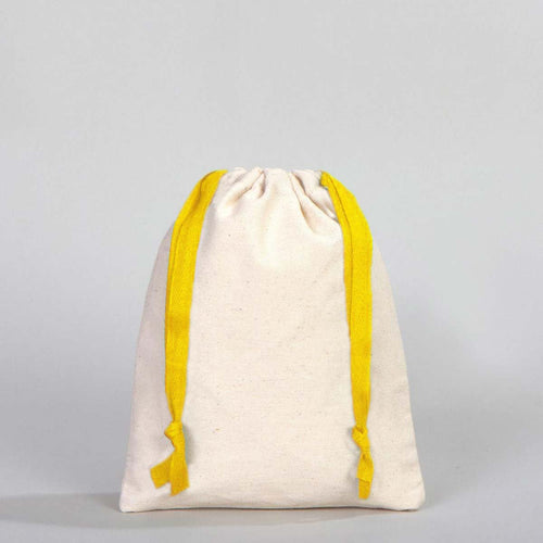Fabric Pouch 6" W x 8" H – Yellow Drawstring - Pamusan.com