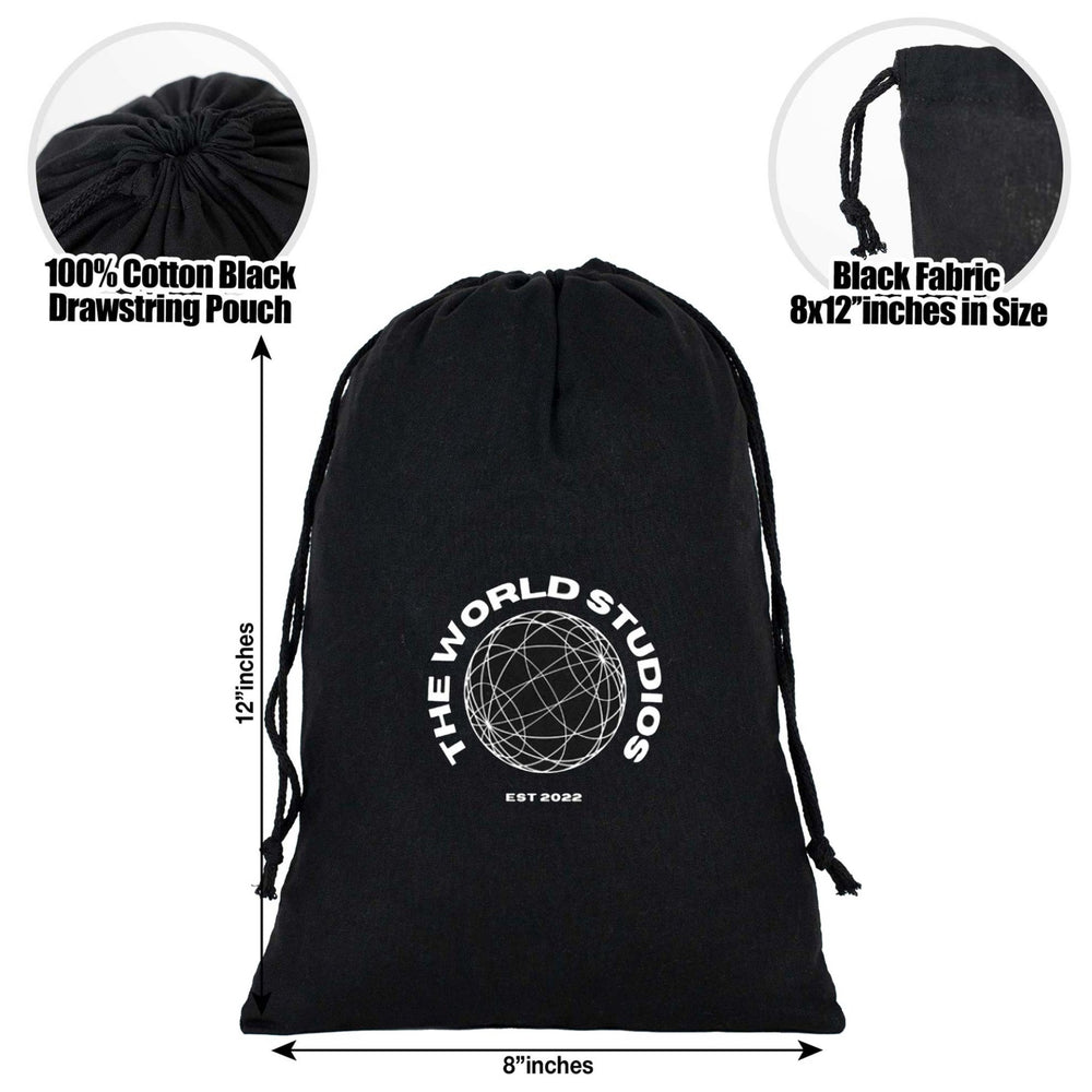 Fabric Pouch 8" W x 12" H – Black (customizable) - Pamusan.com