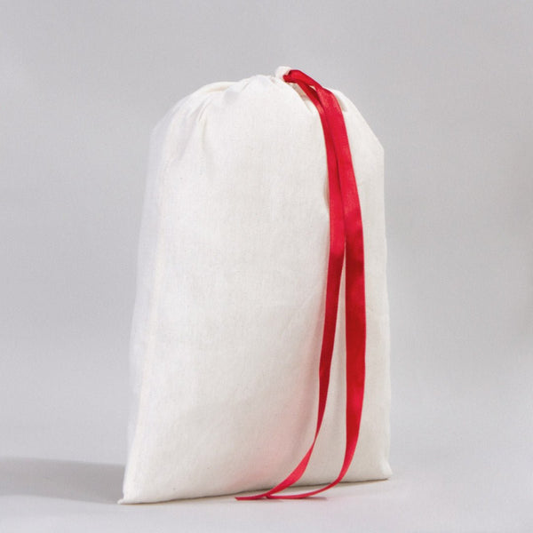 Fabric Pouch Bag with Red Ribbon – 12x16 Inches - Pamusan.com