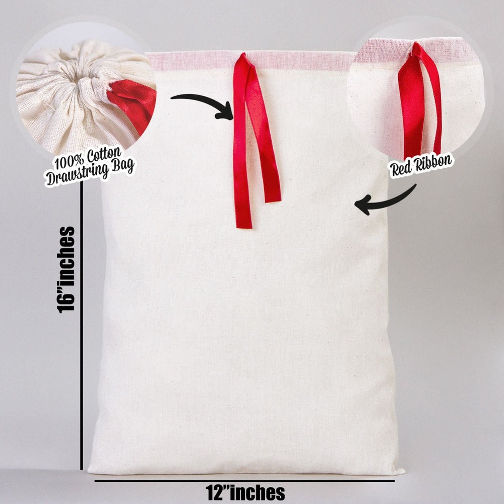 Fabric Pouch Bag with Red Ribbon – 12x16 Inches - Pamusan.com