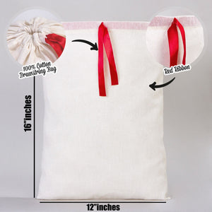 Fabric Pouch Bag with Red Ribbon – 12x16 Inches - Pamusan.com