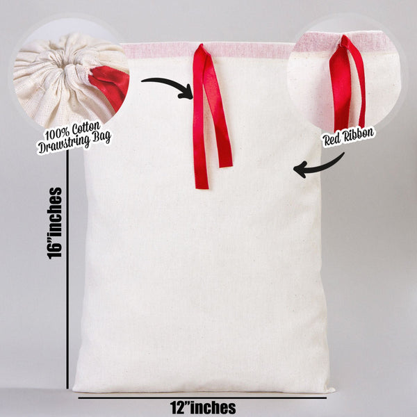 Fabric Pouch Bag with Red Ribbon – 12x16 Inches - Pamusan.com