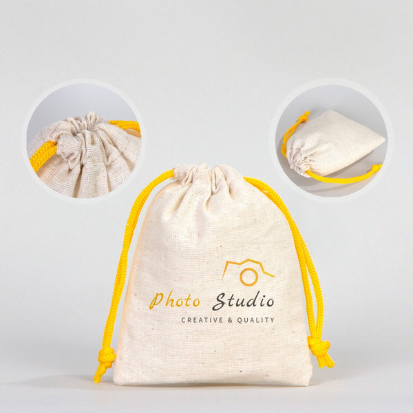 Fabric Pouch 4" W x 5" H (10 cm x 13 cm)  -  Yellow Handle (Customize)