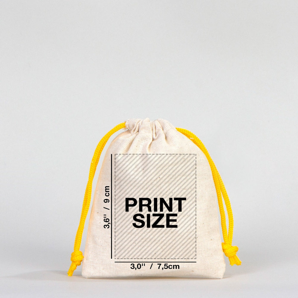 Fabric Pouch 4" W x 5" H (10 cm x 13 cm)  -  Yellow Handle (Customize)