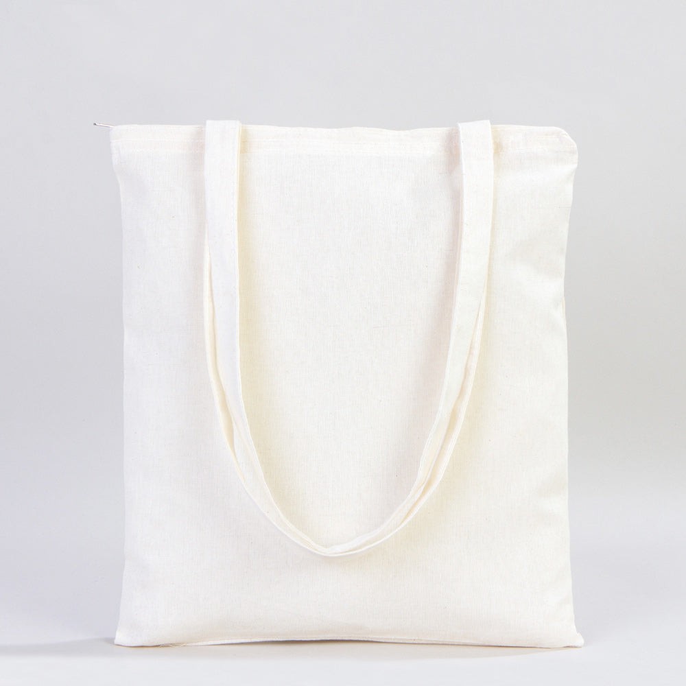 Cotton Tote Bag with Zipper 14"x16" – Natural Color Eco-Friendly Cloth Bag
