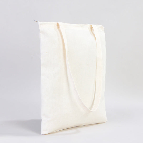 Cotton Tote Bag with Zipper 14"x16" – Natural Color Eco-Friendly Cloth Bag