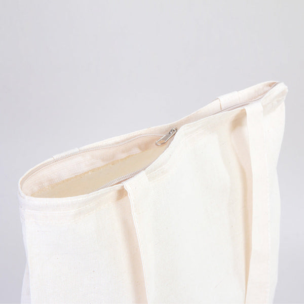 Cotton Tote Bag with Zipper 14"x16" – Natural Color Eco-Friendly Cloth Bag