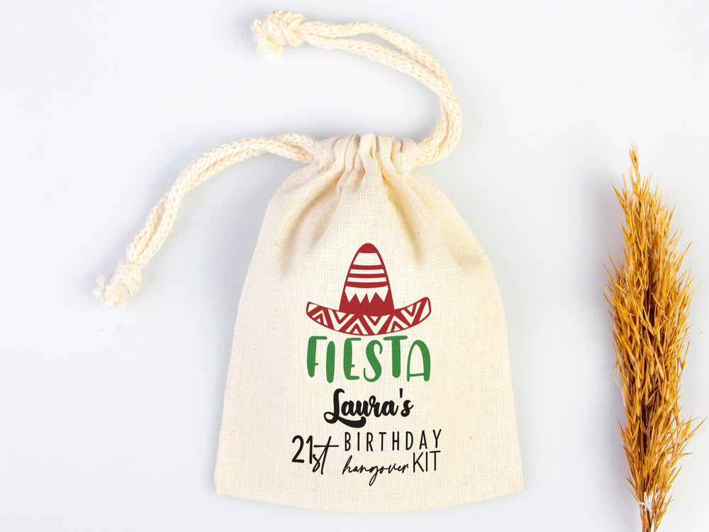 Fiesta Birthday Party Hangover Kit Bags, Birthday Recovery Kit Party Bachelorette Custom Name Print, Birthday Bags - Pamusan.com