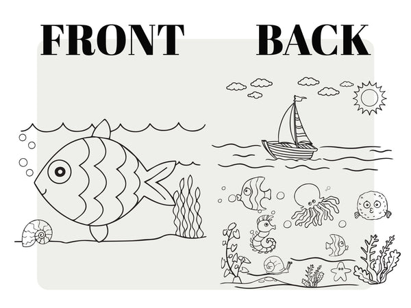 Fish Coloring Drawstring Backpack For Kids - 14"W x 16"H (35 cm x 40 cm) NO PENCIL In This Package, Ship Coloring Bag, Cotton Drawstring Bags For Kids - Pamusan.com