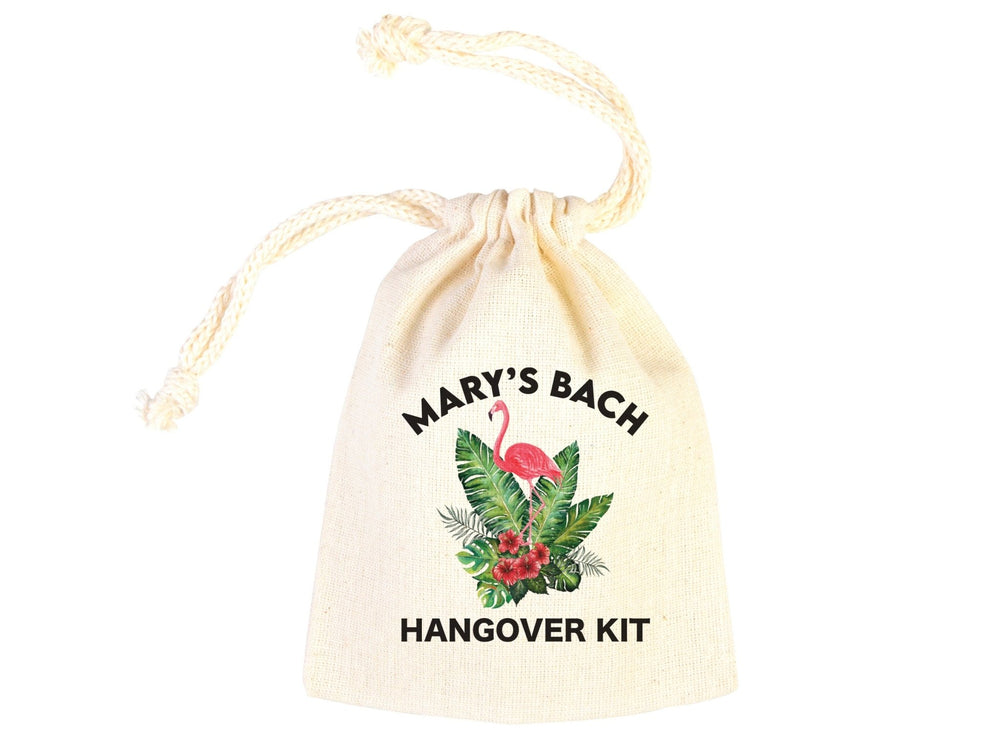 Flamingo Hangover Kit Bags - Party Recovery Surival kit Bags - Custom Name Hangover bags - Bachelorette Party - Custom Text or Photo - Pamusan.com