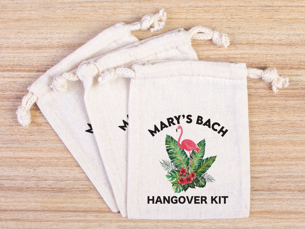 Flamingo Hangover Kit Bags - Party Recovery Surival kit Bags - Custom Name Hangover bags - Pamusan.com