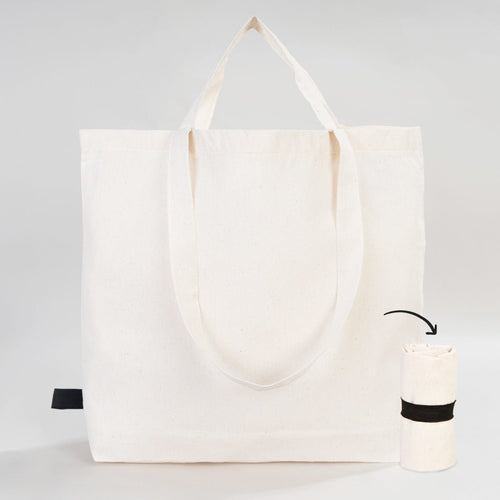 Foldable Cotton Shopping Tote Bag – 19" × 16" × 4" (48 × 41 × 10 cm) – 4 oz - Pamusan.com