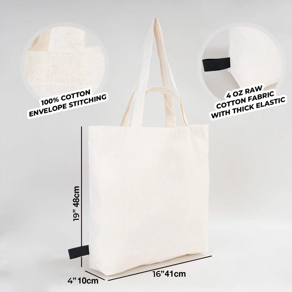 Foldable Cotton Shopping Tote Bag – 19" × 16" × 4" (48 × 41 × 10 cm) – 4 oz - Pamusan.com