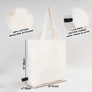 Foldable Cotton Shopping Tote Bag – 19" × 16" × 4" (48 × 41 × 10 cm) – 4 oz - Pamusan.com