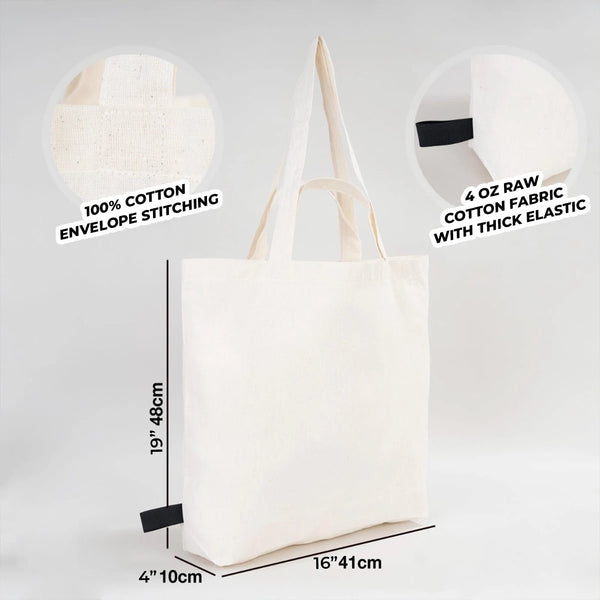 Foldable Cotton Shopping Tote Bag – 19" × 16" × 4" (48 × 41 × 10 cm) – 4 oz - Pamusan.com