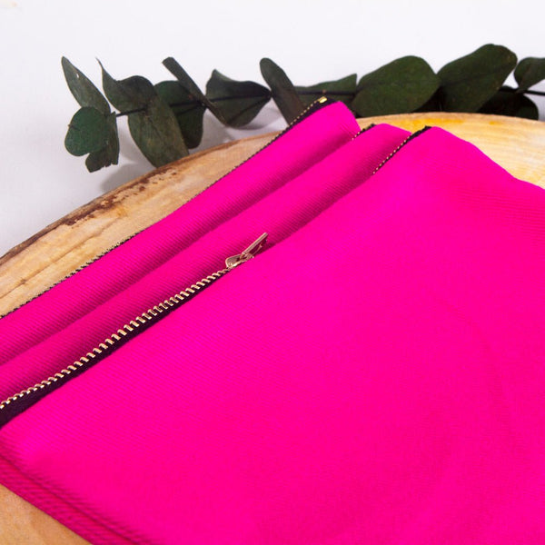 Fuchsia Cotton Clutch Bag – 8"x6" Reusable Cosmetic & Makeup Pouch - Pamusan.com