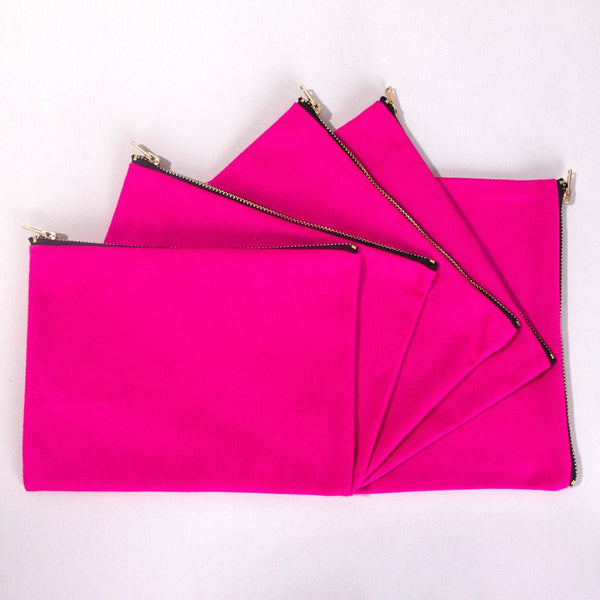Fuchsia Cotton Clutch Bag – 8"x6" Reusable Cosmetic & Makeup Pouch - Pamusan.com